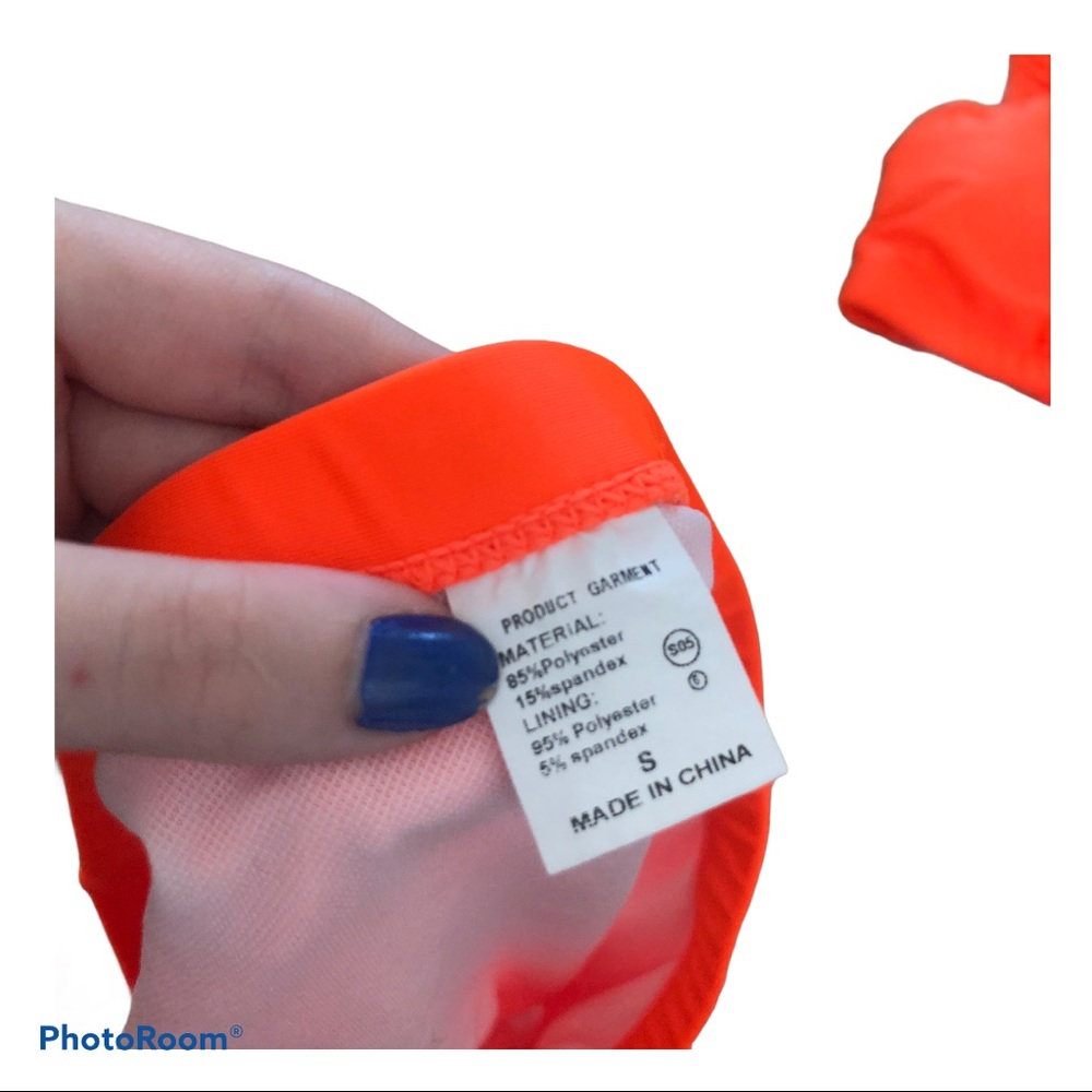 Orange High Waisted Square Neck Bikini Set - Picture 5 of 8
